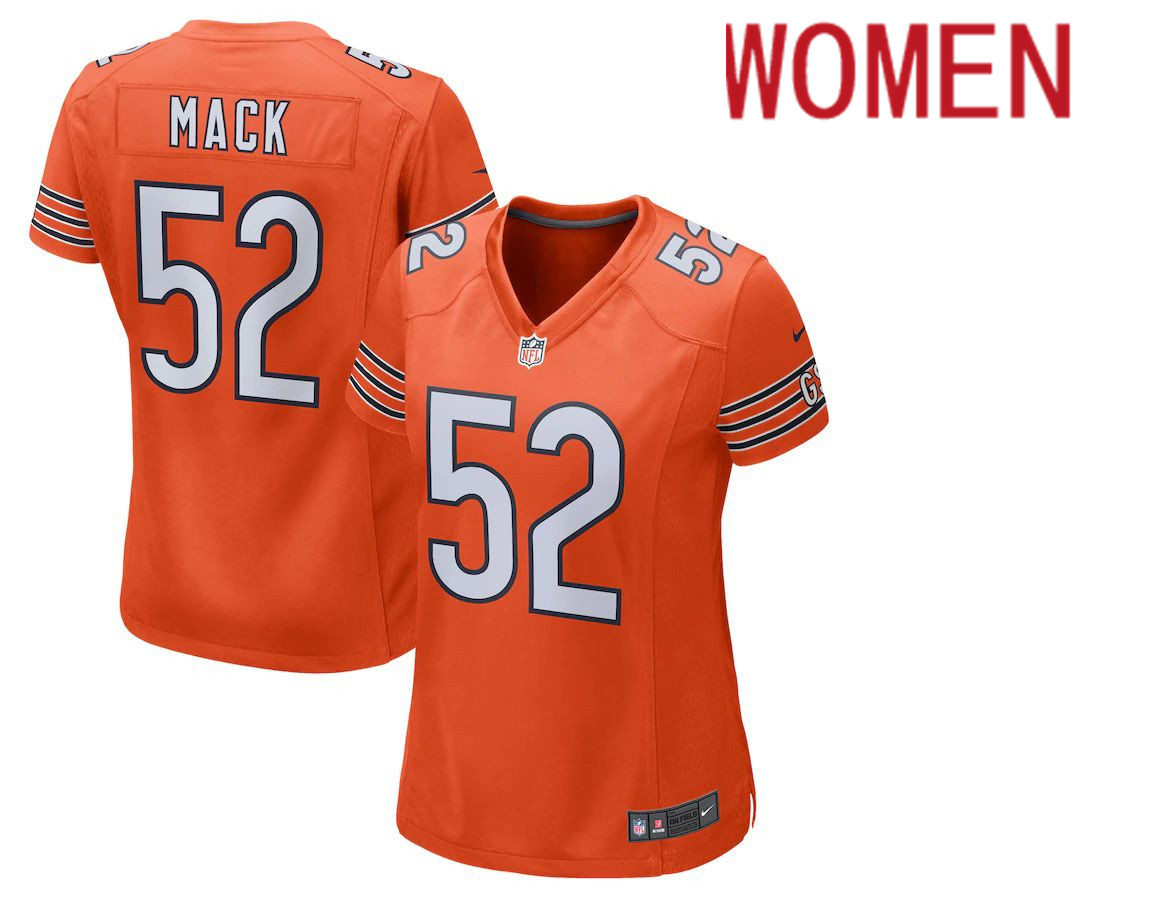 Women Chicago Bears #52 Khalil Mack Nike Orange Game NFL Jersey